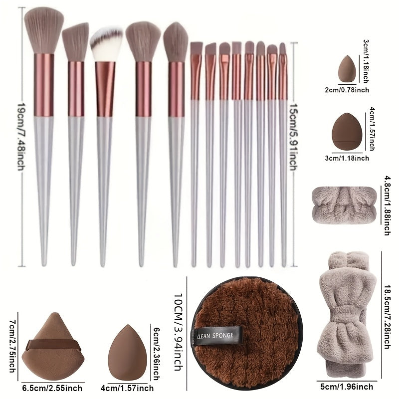 Complete Makeup Brush Set with 13/20/33pcs, Featuring Soft Brushes, Beauty Blenders, Puffs, And More to Meet All Your Beauty Requirements, Suitable for Everyone from Beginners to Professionals. A Perfect Gift for Birthdays, C