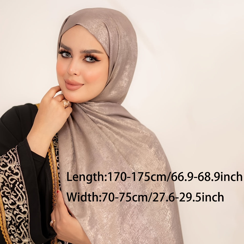 1pc Satin Hijab, Polyester 100%, Religious Muslim Headscarf, Breathable, Fitted, Non-Stretch, Woven Craftsmanship, Variety of Solid Colors