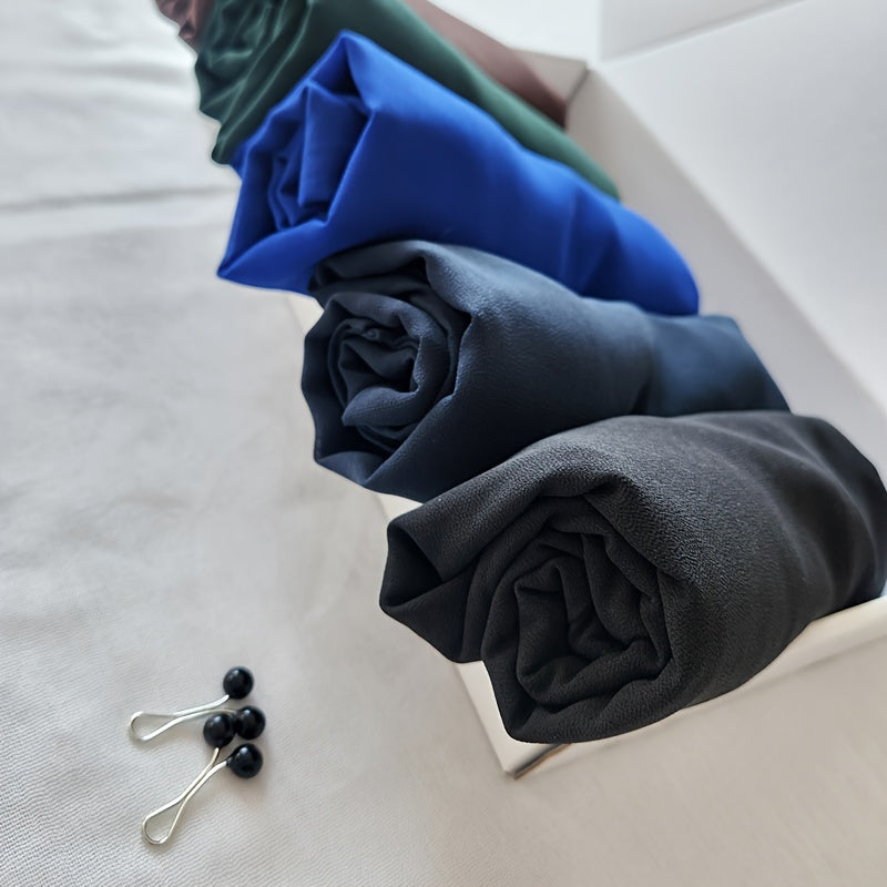 5pcs Elegant Chiffon Scarves With 2pcs Hijab Pins Combination, Solid Color Lightweight Shawls For Women, Versatile Daily Wear, Boxed Gift Gifts For Eid