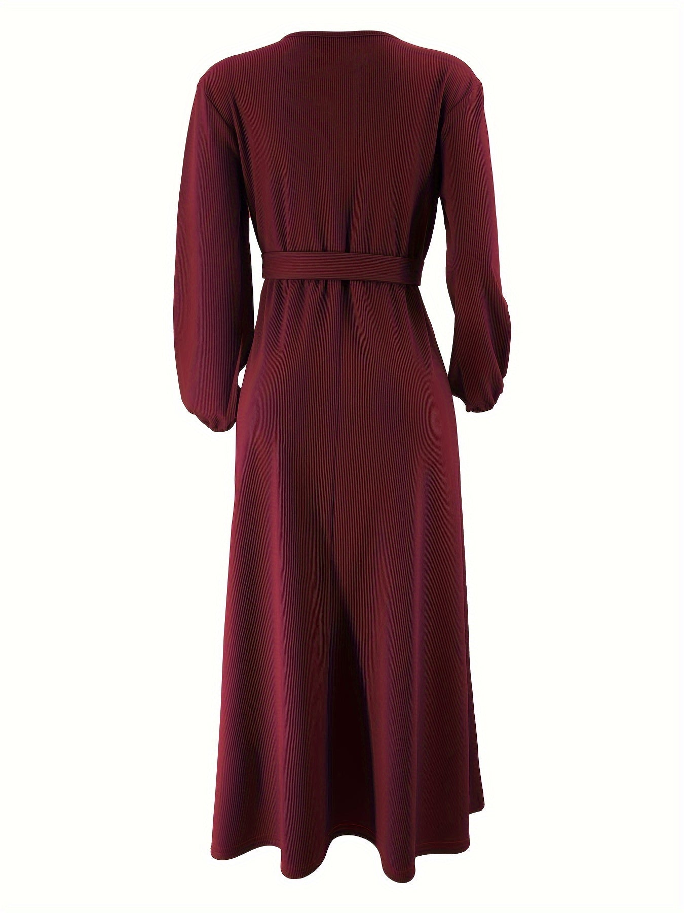 Elegant Solid Color Maxi Dress for Women - Polyester & Spandex Blend, Machine Washable, Belt Detail, Perfect for All Seasons