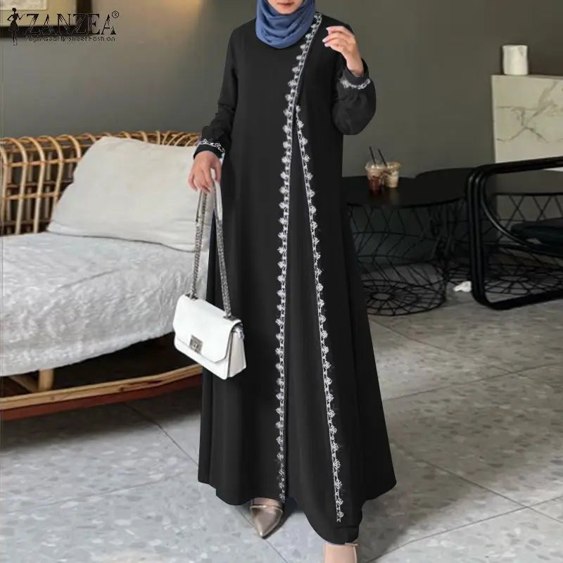 ZANZEA Spring Maxi Dress Turkish Abaya