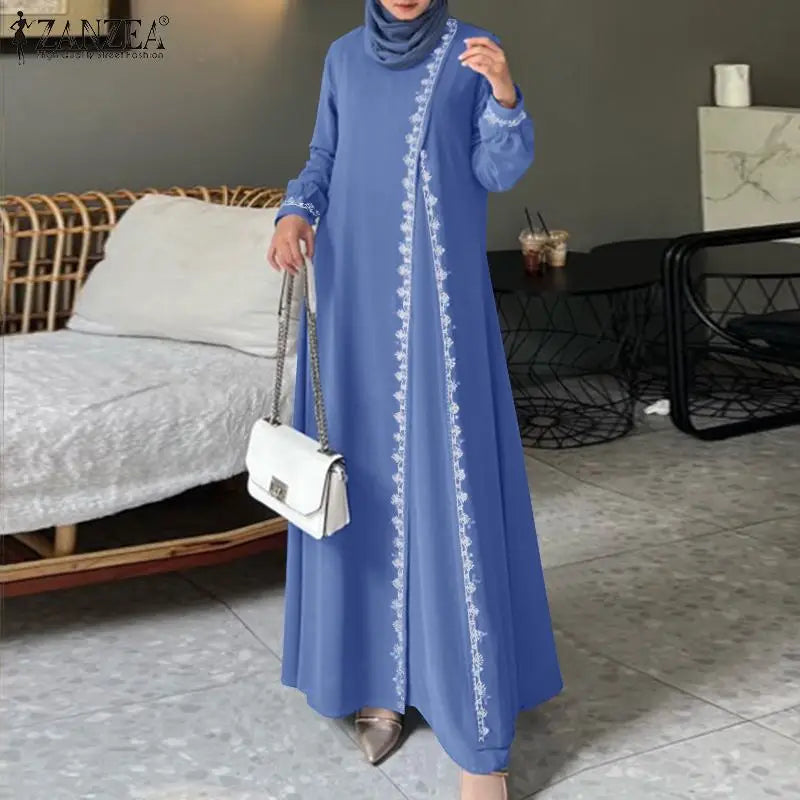 ZANZEA Spring Maxi Dress Turkish Abaya