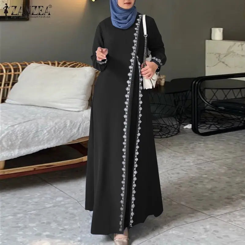 ZANZEA Spring Maxi Dress Turkish Abaya