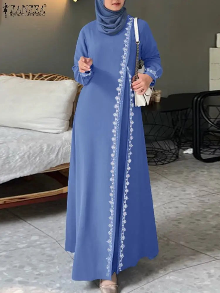 ZANZEA Spring Maxi Dress Turkish Abaya