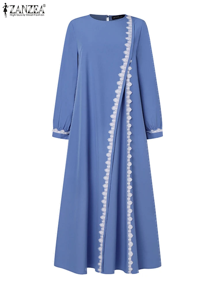 ZANZEA Spring Maxi Dress Turkish Abaya