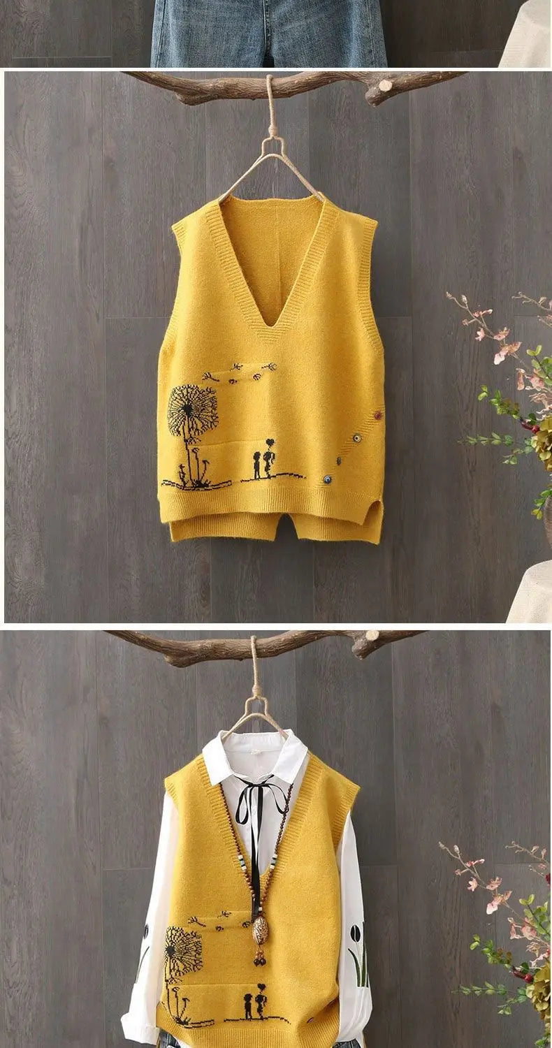 New Korean V-neck Knitted Tank Top Sleeveless