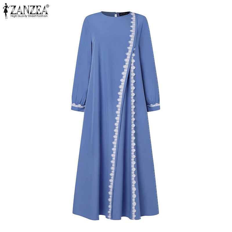 ZANZEA Spring Maxi Dress Turkish Abaya