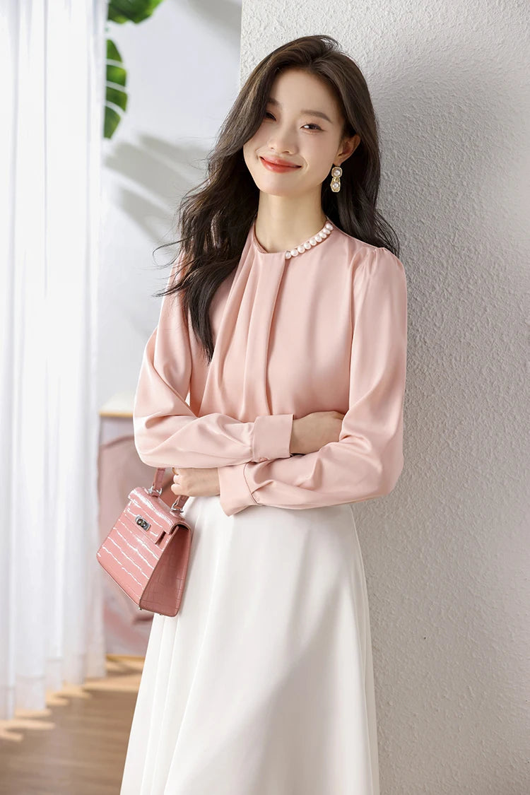 Han Queen Loose Long Sleeve Chiffon Shirts & Blouses