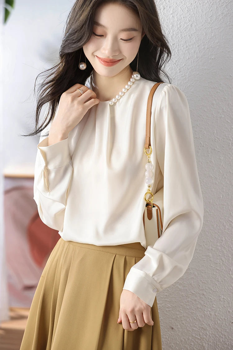 Han Queen Loose Long Sleeve Chiffon Shirts & Blouses