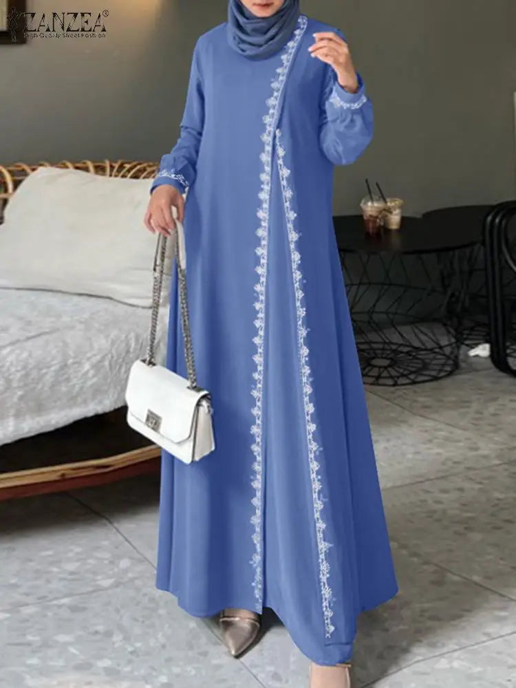 ZANZEA Spring Maxi Dress Turkish Abaya