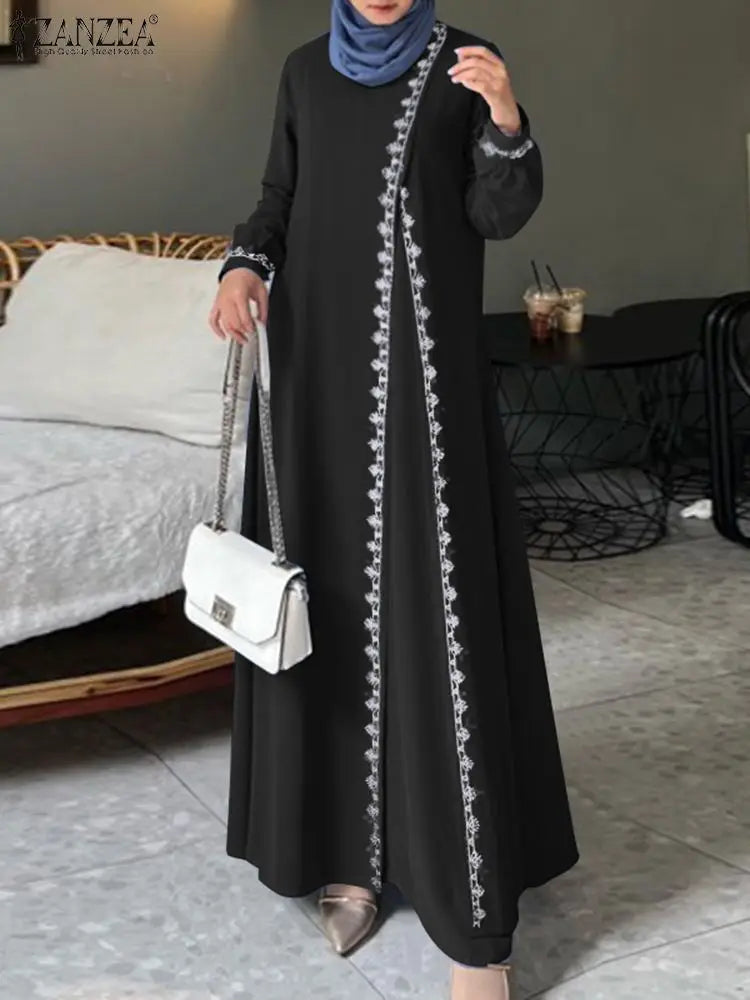 ZANZEA Spring Maxi Dress Turkish Abaya