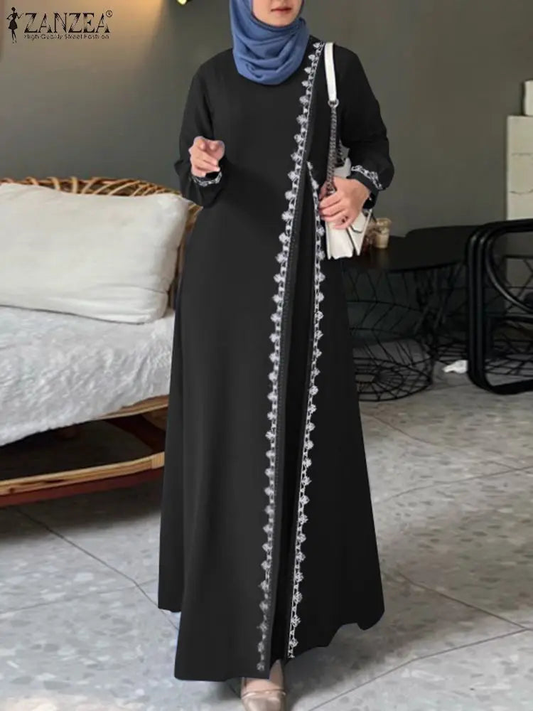 ZANZEA Spring Maxi Dress Turkish Abaya