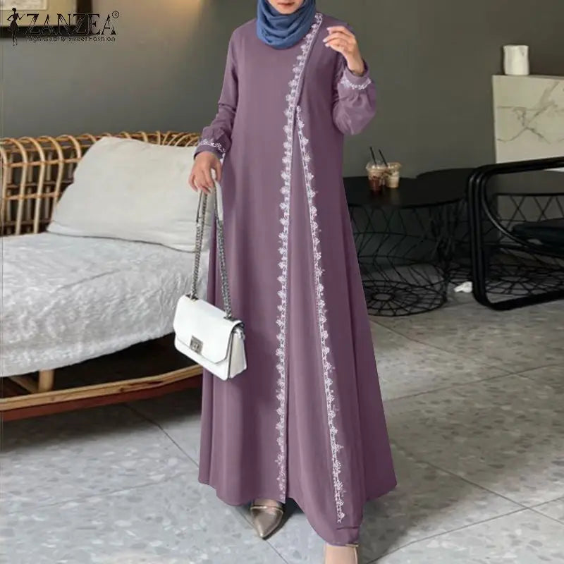 ZANZEA Spring Maxi Dress Turkish Abaya