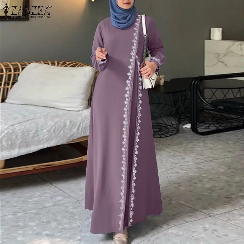 ZANZEA Spring Maxi Dress Turkish Abaya