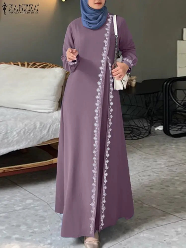 ZANZEA Spring Maxi Dress Turkish Abaya