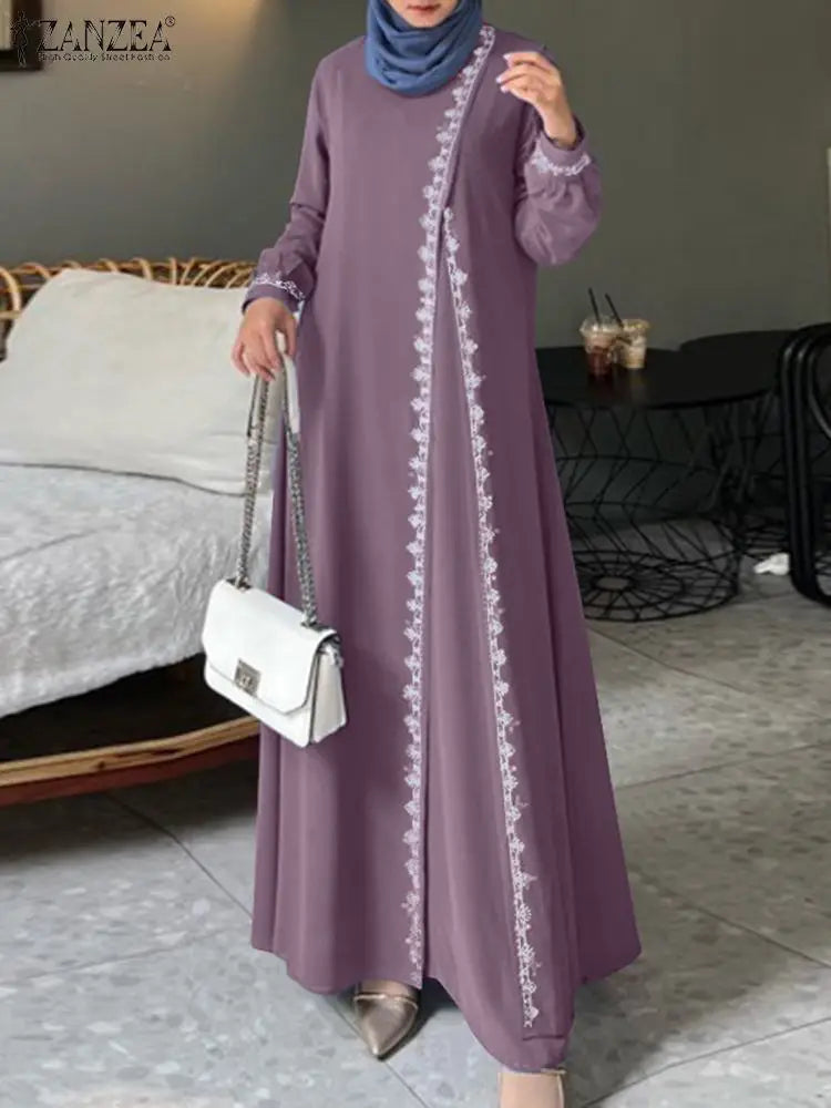 ZANZEA Spring Maxi Dress Turkish Abaya