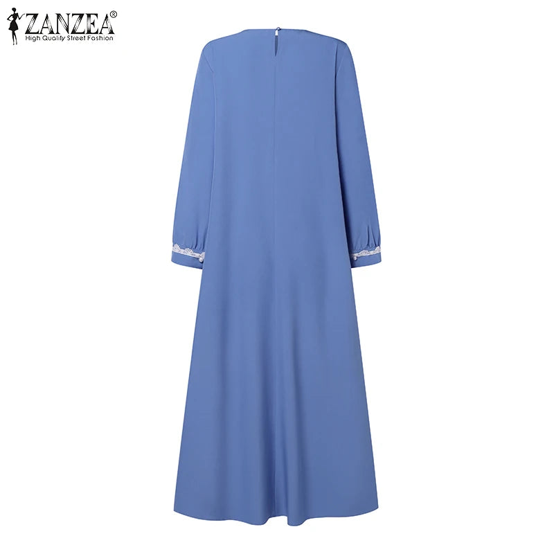 ZANZEA Spring Maxi Dress Turkish Abaya