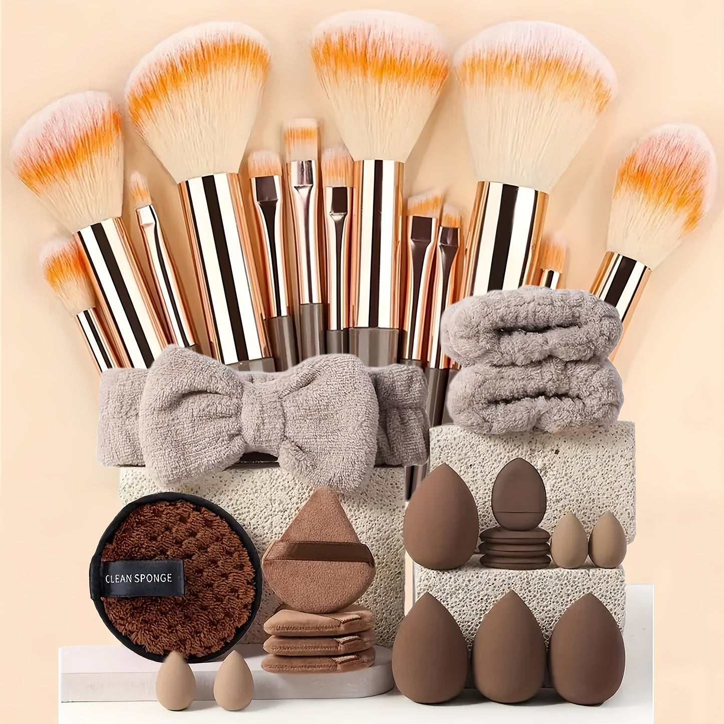 Complete Makeup Brush Set with 13/20/33pcs, Featuring Soft Brushes, Beauty Blenders, Puffs, And More to Meet All Your Beauty Requirements, Suitable for Everyone from Beginners to Professionals. A Perfect Gift for Birthdays, C