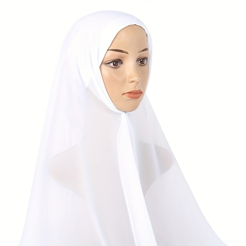 Elegant Chiffon Instant Hijab with Built-In Undercap - Women's Casual Wrap Shawl, Windproof & Sun-Protective for Outdoor Use