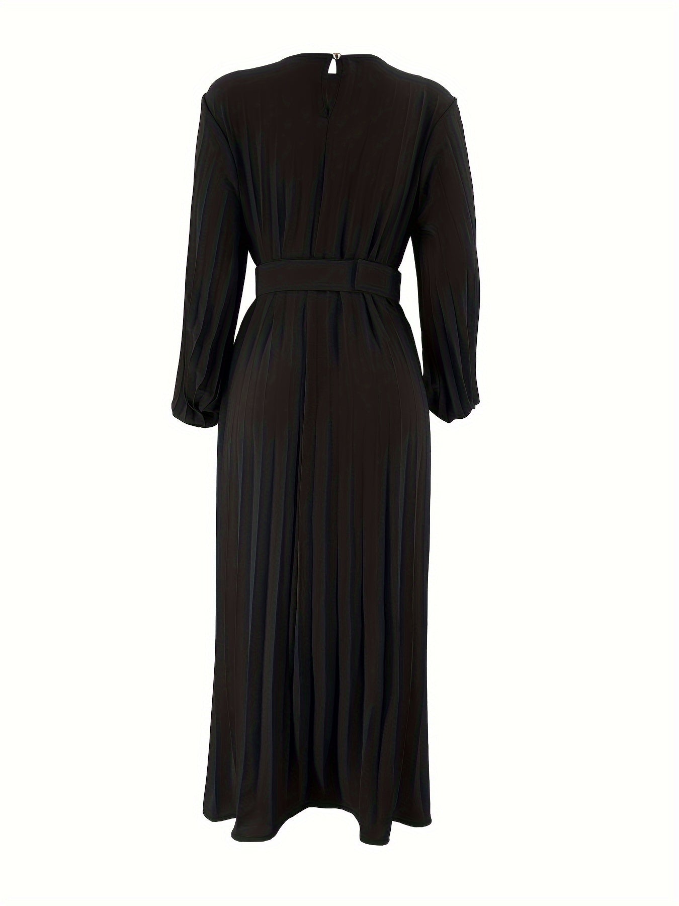 Ruffle Hem Crew Neck Abayas Dress, Elegant Maxi Dress