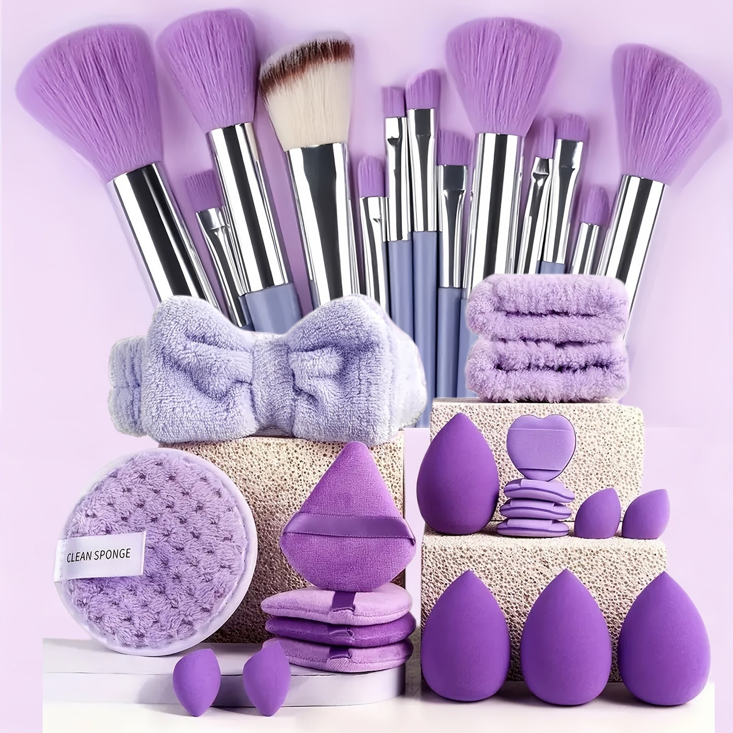 Complete Makeup Brush Set with 13/20/33pcs, Featuring Soft Brushes, Beauty Blenders, Puffs, And More to Meet All Your Beauty Requirements, Suitable for Everyone from Beginners to Professionals. A Perfect Gift for Birthdays, C