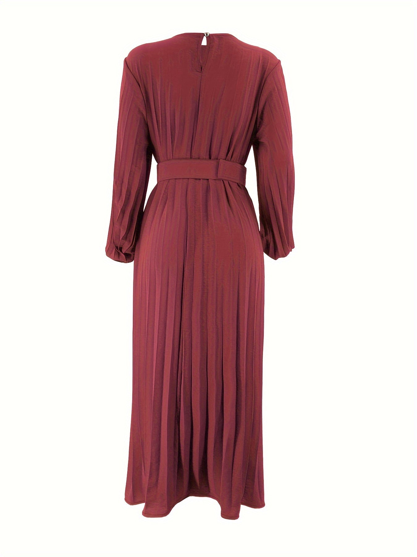 Ruffle Hem Crew Neck Abayas Dress, Elegant Maxi Dress